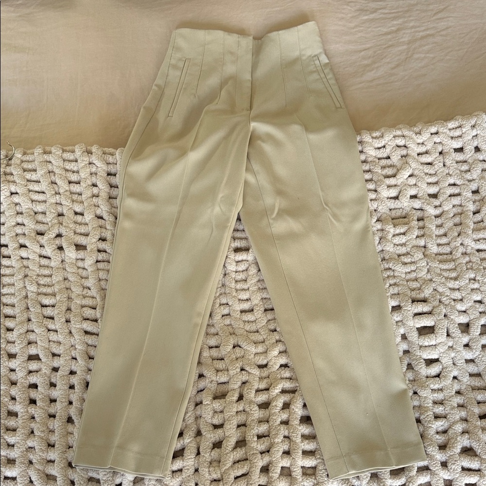Zara women’s tan/cream straight leg dress pants